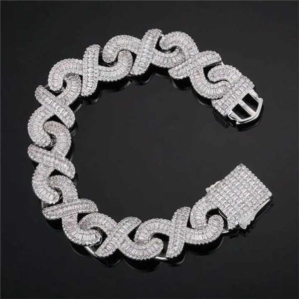 Hip Hop 6mm Baguette Round Moissanite Diamond Clustered Miami Cuban Link Bracelet