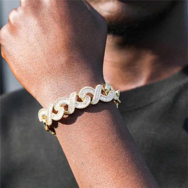 Hip Hop 6mm Baguette Round Moissanite Diamond Clustered Miami Cuban Link Bracelet