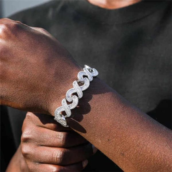 Hip Hop 6mm Baguette Round Moissanite Diamond Clustered Miami Cuban Link Bracelet