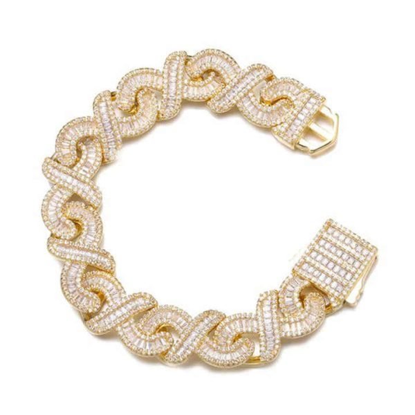 Hip Hop 6mm Baguette Round Moissanite Diamond Clustered Miami Cuban Link Bracelet