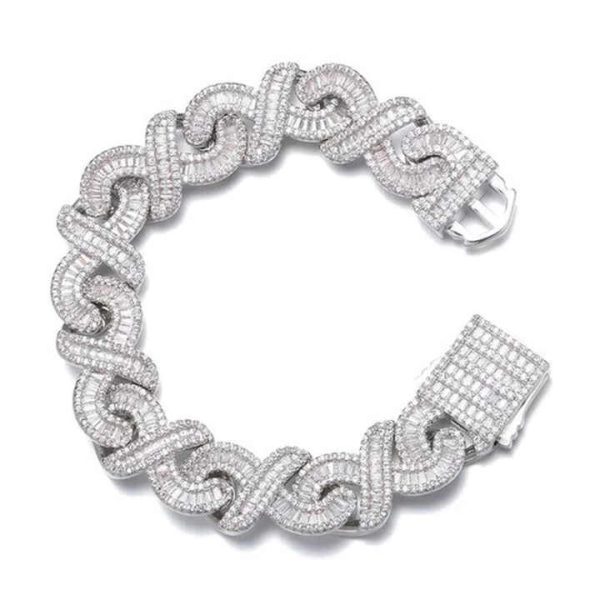 Hip Hop 6mm Baguette Round Moissanite Diamond Clustered Miami Cuban Link Bracelet