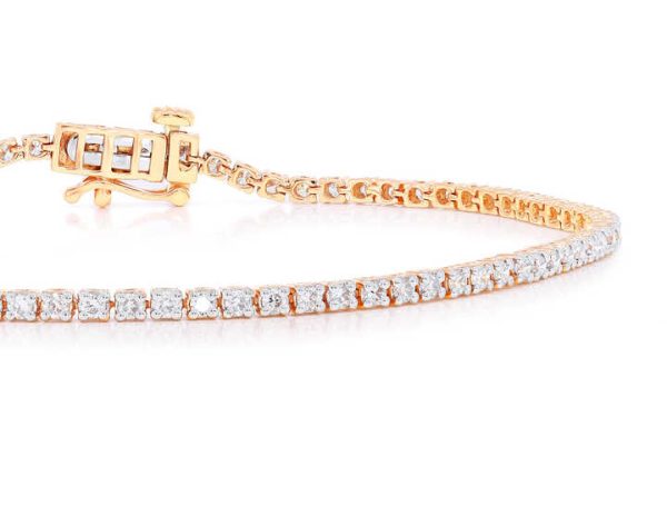 Enthralling 3.00Ct Moissanite Charm Round Moissanite Tennis Bracelet in 14K Gold Wholesale OEM