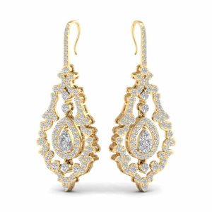 Classic Rhodium Plated Pear Cut 925 Sterling Silver Moissanite Dangle Drop Wire Earrings for Women