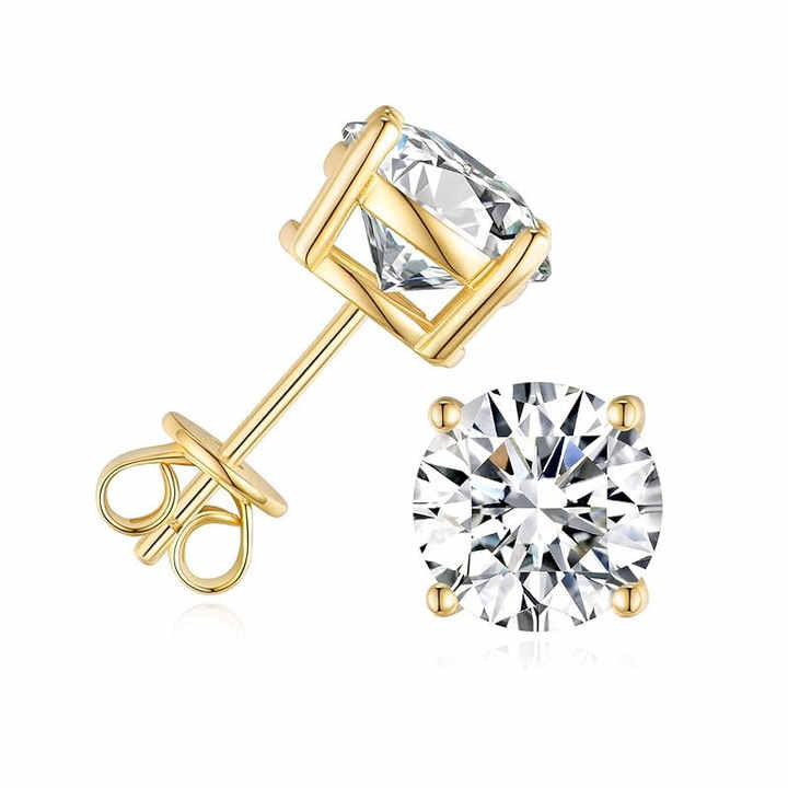 18k White Gold S925 Pure Silver Classic Four Claw Moissanite Jewelry Earrings For Women, Diamond High Drag For Men And Women