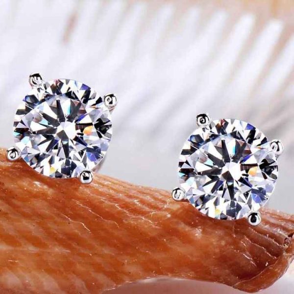 18k White Gold S925 Pure Silver Classic Four Claw Moissanite Jewelry Earrings For Women, Diamond High Drag For Men And Women