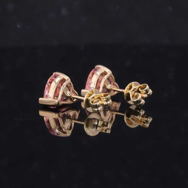14k Yellow Gold Heart Shape Size 6*6mm Moissanite Lab Sapphaire Emerald Ruby Fancy Color Earring