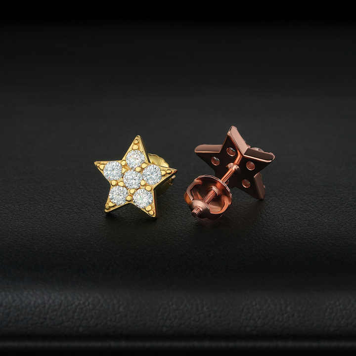 Fashion Fine Jewelry 925 Silver Earrings Hip Hop Custom Star Moissanite Stud Earrings for Men Women Accessory