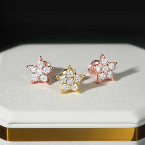 Fashion Fine Jewelry 925 Silver Earrings Hip Hop Custom Star Moissanite Stud Earrings for Men Women Accessory