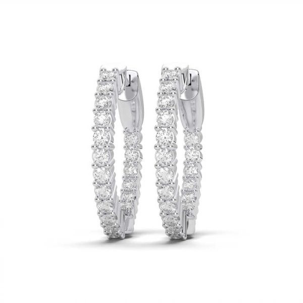 Simple Elegance 0.25Ct Round Moissanite In Out Hoop Earrings in Sterling Silver OEM Wholesale