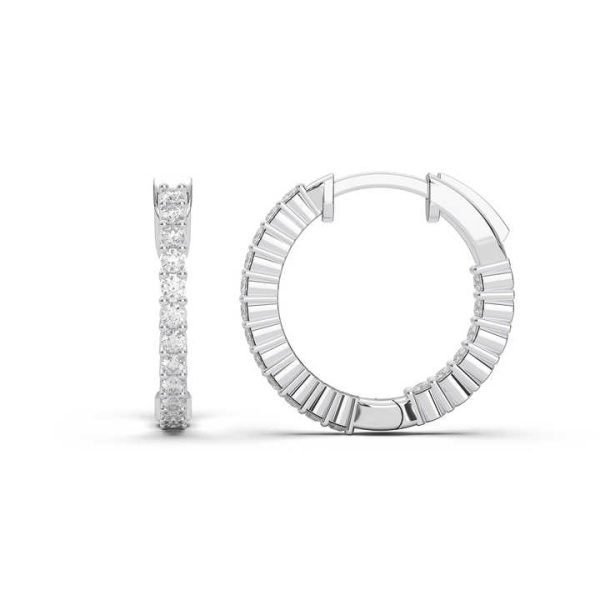 Simple Elegance 0.25Ct Round Moissanite In Out Hoop Earrings in Sterling Silver OEM Wholesale