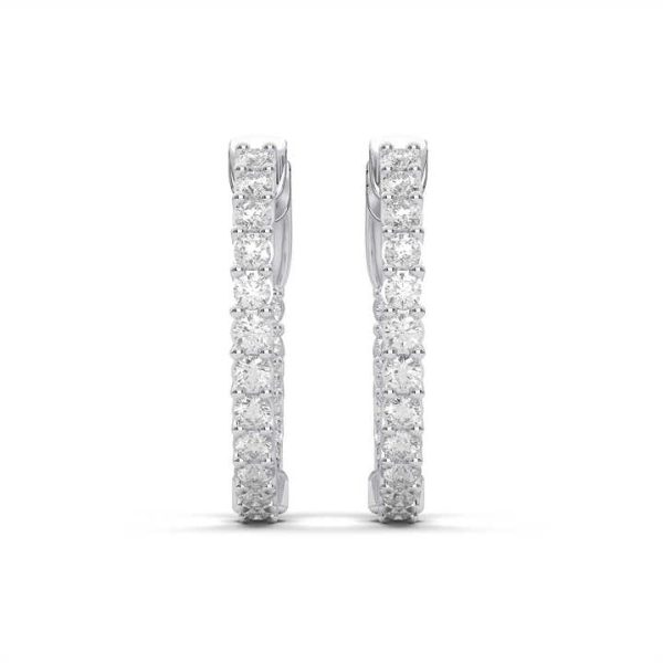 Simple Elegance 0.25Ct Round Moissanite In Out Hoop Earrings in Sterling Silver OEM Wholesale