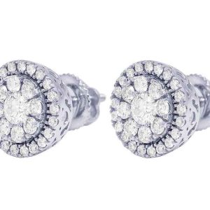 925 Sterling Silver Round Moissanite Stud Earrings for Women Hip Hop Charm Jewelry