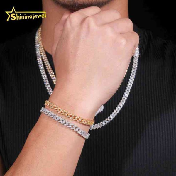 RTS 6mm 1 Row Stone 925 Sterling Silver Hip Hop Jewelry Men Necklaces Bracelets Diamond Iced Out Moissanite Cuban Link Chain