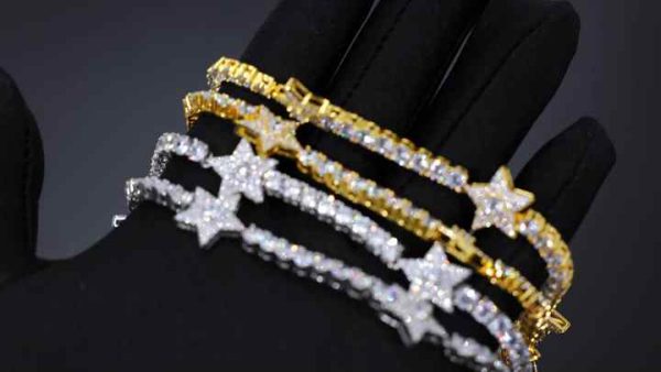925 Sterling Silver Moissanite Iced Out Star Tennis Chain for Hiphop Fashion 13mm Jewelry