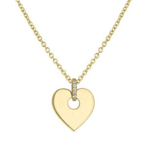 2024 New Trend 14K/18K Gold Plated Vermeil 925 Sterling Silver CZ Moissanite Diamond Bail Heart Charm Pendant Jewelry Necklace