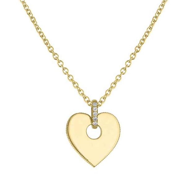 2024 New Trend 14K/18K Gold Plated Vermeil 925 Sterling Silver CZ Moissanite Diamond Bail Heart Charm Pendant Jewelry Necklace