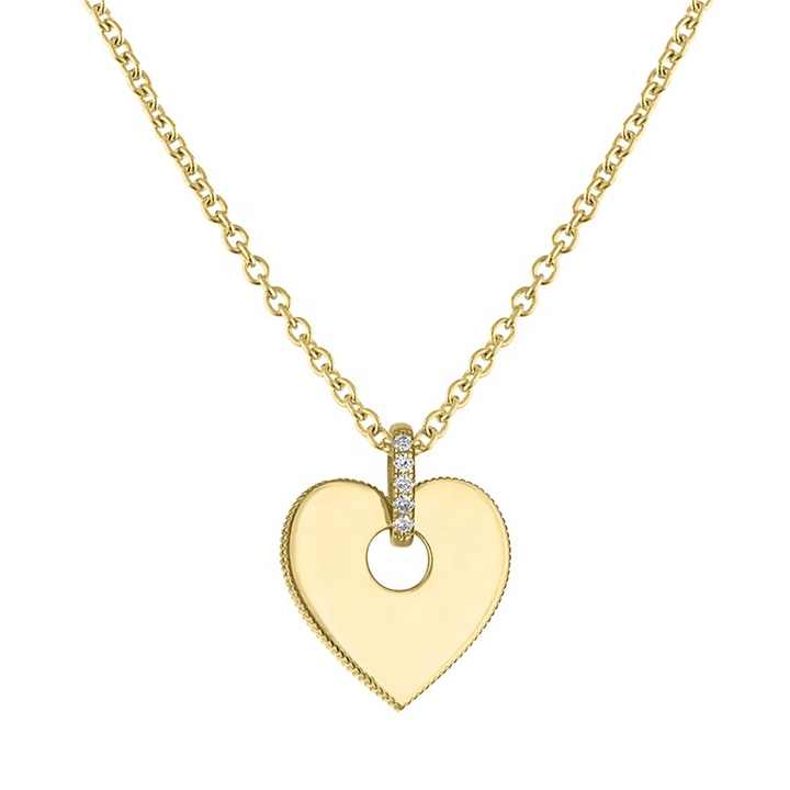 2024 New Trend 14K/18K Gold Plated Vermeil 925 Sterling Silver CZ Moissanite Diamond Bail Heart Charm Pendant Jewelry Necklace