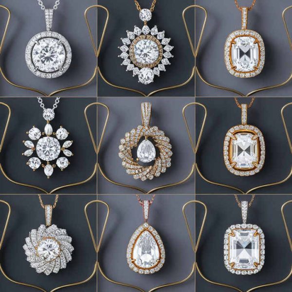 Fashion Fine Jewelry Custom 925 Silver Moissanite Zircon Cz Diamond Charms Pendant Necklace for Women