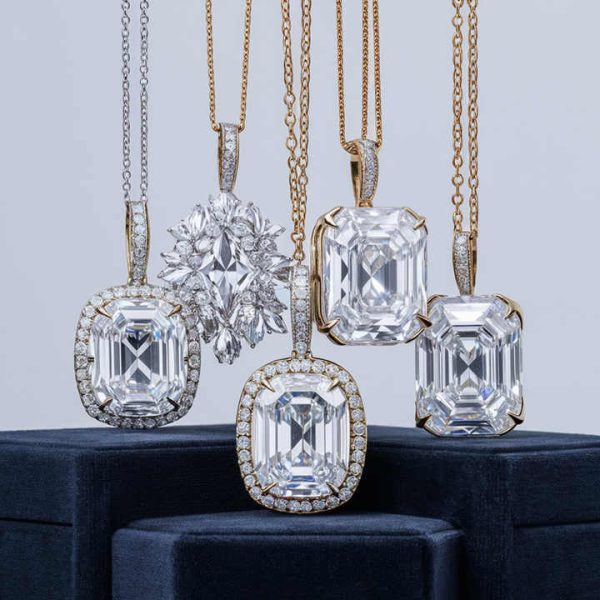 Fashion Fine Jewelry Custom 925 Silver Moissanite Zircon Cz Diamond Charms Pendant Necklace for Women