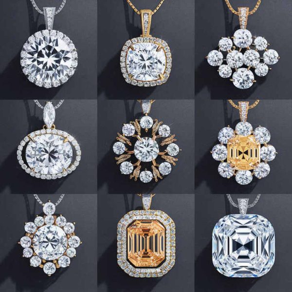 Fashion Fine Jewelry Custom 925 Silver Moissanite Zircon Cz Diamond Charms Pendant Necklace for Women
