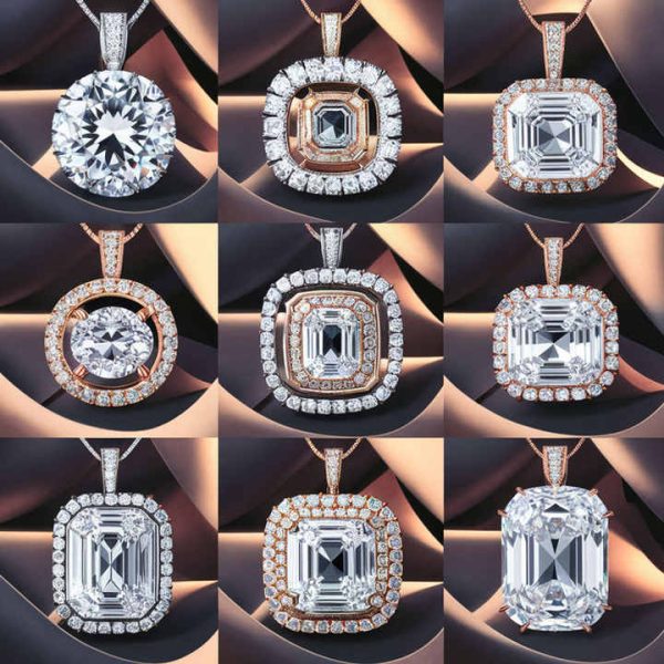 Fashion Fine Jewelry Custom 925 Silver Moissanite Zircon Cz Diamond Charms Pendant Necklace for Women