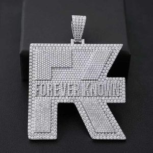 High-end Hip Hop Jewelry Iced Out Diamond 925 Silver Name Logo Custom Moissanite Initial Letter Pendant