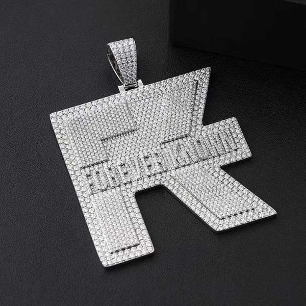 High-end Hip Hop Jewelry Iced Out Diamond 925 Silver Name Logo Custom Moissanite Initial Letter Pendant