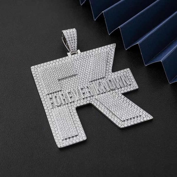 High-end Hip Hop Jewelry Iced Out Diamond 925 Silver Name Logo Custom Moissanite Initial Letter Pendant