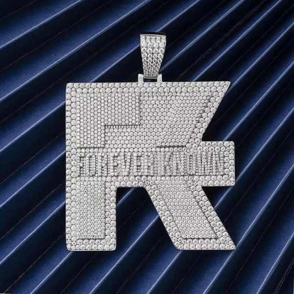 High-end Hip Hop Jewelry Iced Out Diamond 925 Silver Name Logo Custom Moissanite Initial Letter Pendant
