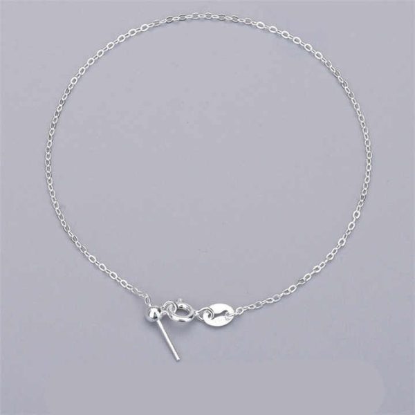 S925 Sterling Silver Universal Wear Beads Bracelet Box Chain Pearl DIY Accessories Adjustable Pearl Cross Chain
