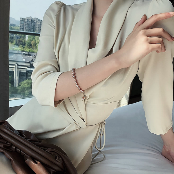 Ins Korean Style Simple Design Baroque Natural Freshwater Pearl Jewelry Beaded Bracelet for Women and Girlfriend