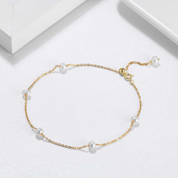 BGPB08 925 Sterling Silver 14K Gold Adjustable Bracelet Cultured Irregular Freshwater Pearl Bracelet for Women