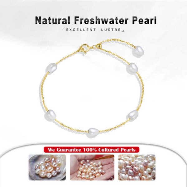 BGPB08 925 Sterling Silver 14K Gold Adjustable Bracelet Cultured Irregular Freshwater Pearl Bracelet for Women
