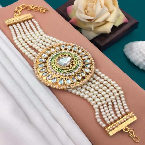 Gold Plated Wholesale Rate Beads Beaded Stone Kundan Bracelets Sets Wedding Wear for Women's and Girl's Dubai Jewelry Sets