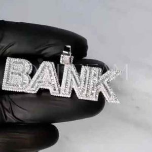 Men's 925 Sterling Silver Diamond Letter Pendant Handmade Hip Hop Custom Luxury Jewelry Gift