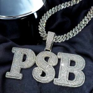 Customizable Men's Diamond Cuban Chain Necklace 925 Sterling Silver Personalized Name Charm Pendant Gift