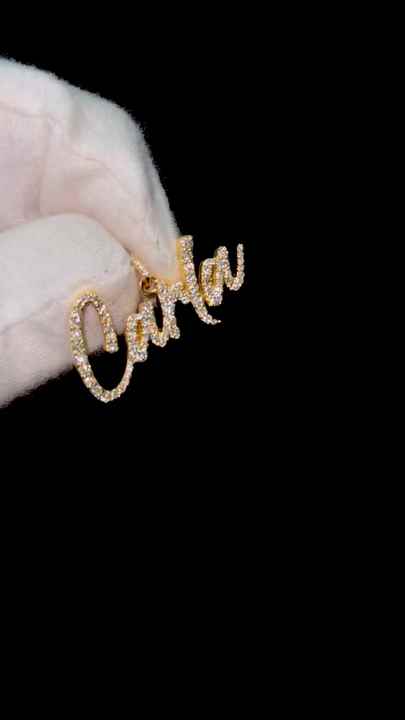 Custom Iced Out Name Pendant in 10K Solid Gold with Natural Diamond for Anniversary Birthday Unisex Personalized Charm Jewelry Gift