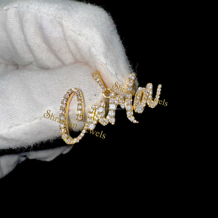 Exclusive Range of 1.58 CTS 10K Solid Gold Unisex Custom Iced Out Name Natural Real Diamond Charm Pendant for Anniversary Gift