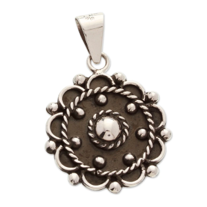 Oxidized Floral Pendant 925 Sterling Silver Elegant Casual Unisex Jewelry Gift for Women