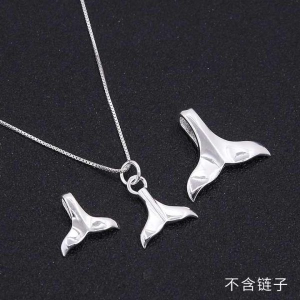Solid 925 Sterling Silver Small Fine Jewelry Whale Tail Pendant Custom Wholesale