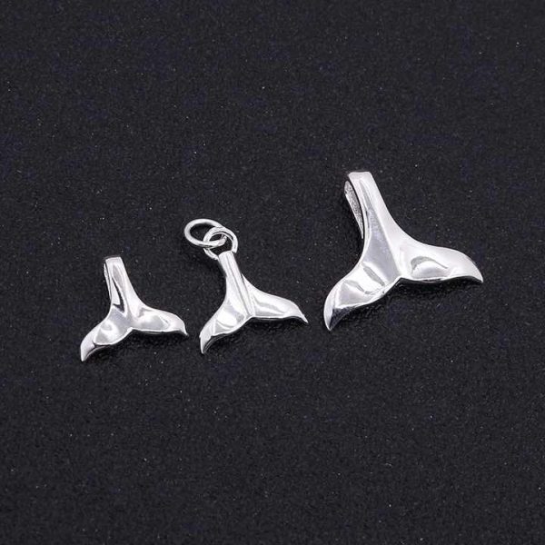 Solid 925 Sterling Silver Small Fine Jewelry Whale Tail Pendant Custom Wholesale