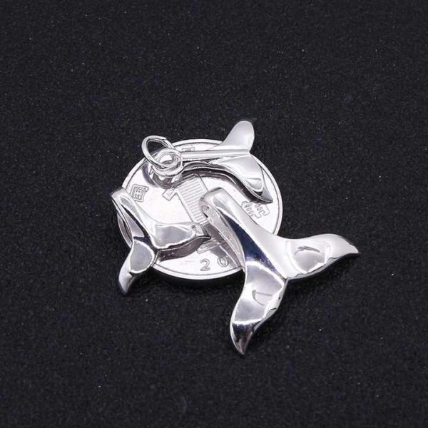 Solid 925 Sterling Silver Small Fine Jewelry Whale Tail Pendant Custom Wholesale