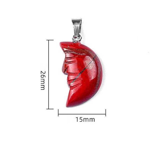 925 Sterling Silver DIY Necklace Charm Pendant Natural Carved Lavikite Gemstone Moon Face Diamond Gold Fine Jewelry Gift