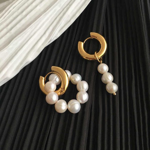 New Arrival Baroque Freshwater Pearl Beaded Earrings Popular Brass Unmatched Findings Jewelry Earring for Women