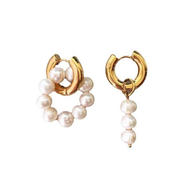 New Arrival Baroque Freshwater Pearl Beaded Earrings Popular Brass Unmatched Findings Jewelry Earring for Women