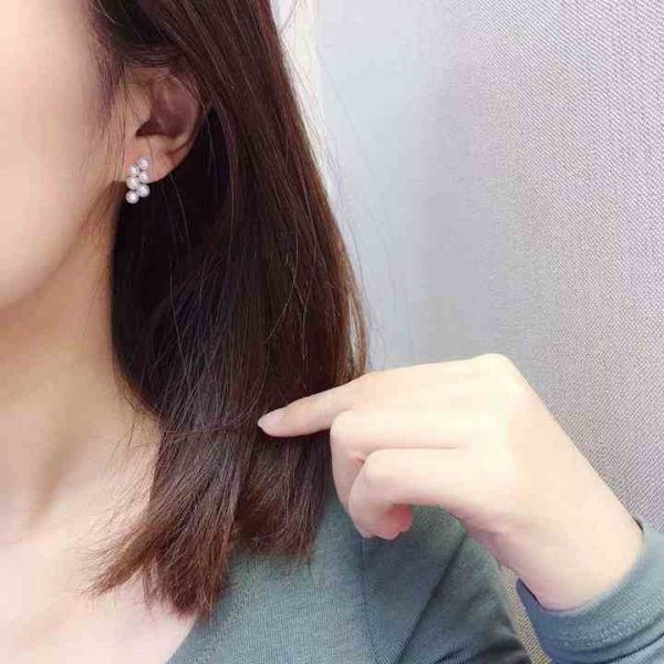 S925 Sterling Silver Needle Earrings Big Brand Same Style Big Grape Earrings Natural Freshwater Pearl Earrings for Women