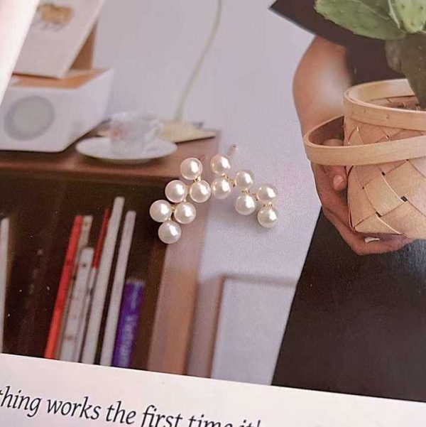 S925 Sterling Silver Needle Earrings Big Brand Same Style Big Grape Earrings Natural Freshwater Pearl Earrings for Women