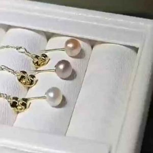 Vintage Elegant Freshwater Pearl Stud Earrings Long Tassel Drop Gold Plated Women's Jewelry