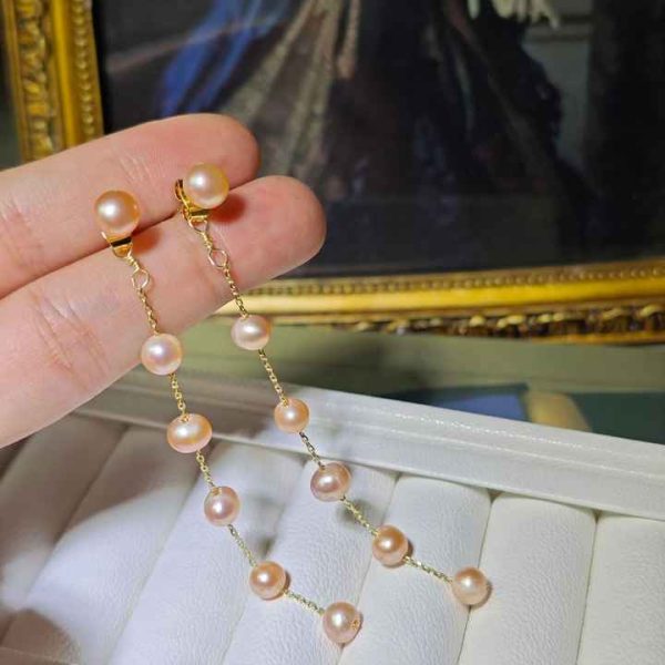 New Luxury Freshwater Pearl Beads Earrings Long Tassel Drop Pearl Earring for Women