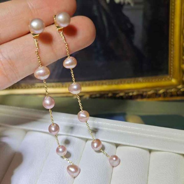 New Luxury Freshwater Pearl Beads Earrings Long Tassel Drop Pearl Earring for Women